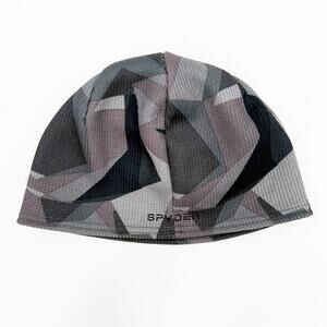 SPYDER Hat SZ Large/Extra Large Skull Cap Gray Abstract Camouflage Fleece Lining